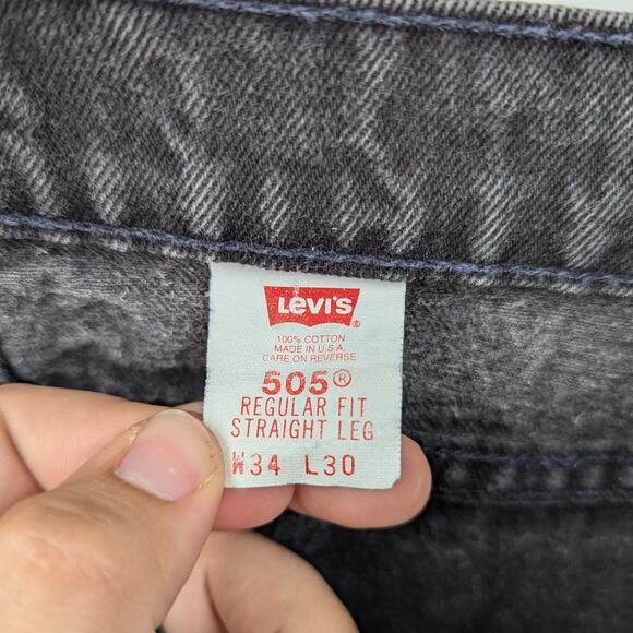 VTG Black Levi’s 505 Orange Tab Made in USA Jeans W34 L30 Straight Leg - Picture 6 of 6